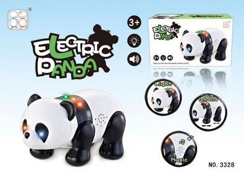 Electric crawling panda, with light and sound, (monochrome)