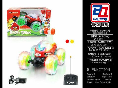 Angry birds four-way remote controlled dumper with lights music