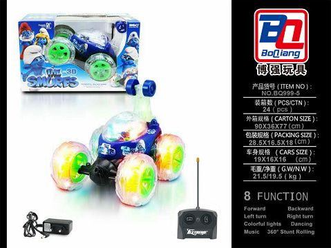 Smurf four-way remote control dumper with lights music (power included)
