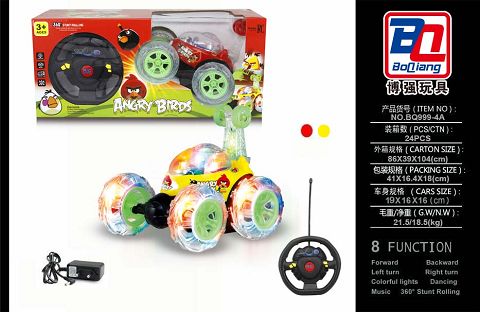 Angry birds steering wheel four-way remote control dumper with lights music