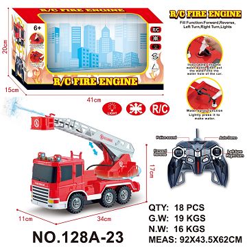 Six remote-controlled fire engines