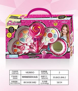 Lollipop with four layers of makeup