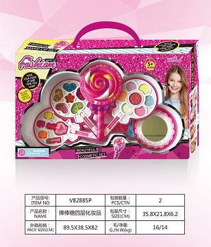 Lollipop with four layers of makeup