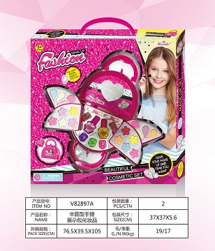 Semi-circular hand-held display bag for cosmetics