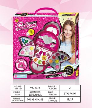 Semi-circular hand-held display bag for cosmetics