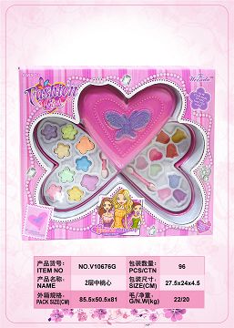 A medium heart - shaped make-up box with two layers