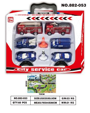 Receiving car (with taxi police car + fire + map)