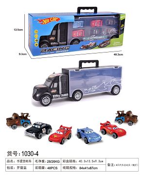 手提礼盒货柜滑行拖头车带6只滑行汽车总动员（龅牙）