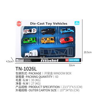 The American tow carries six sports cars
