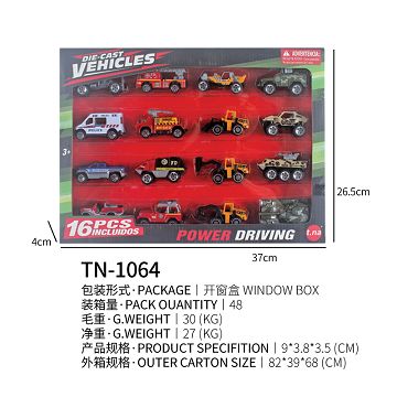 Sliding alloy car 16PCS