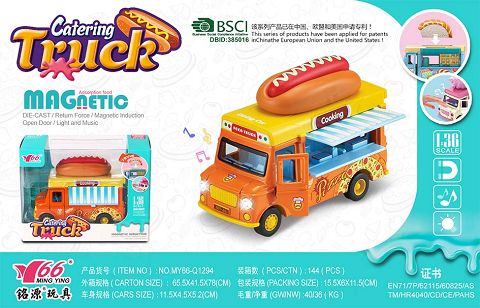 1:36Q return open door alloy induction dining car (accessories: hot dog)