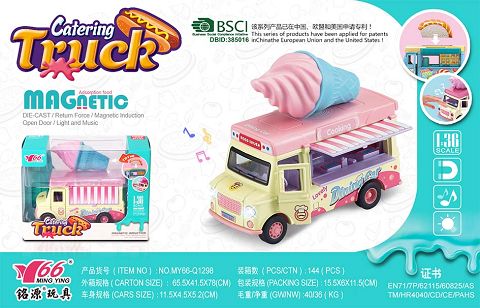 1:36Q return open door alloy induction dining car (accessories: ice cream)