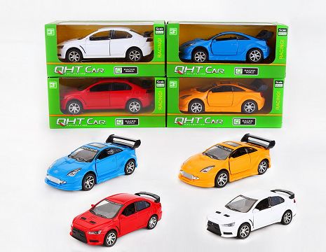 1:32 Toyota mitsubishi alloy return force simulation car, door can be opened (window box,2 4-color mixed)