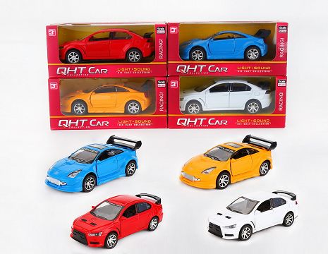 1:32 Toyota mitsubishi alloy return force simulation car, door can be opened, 5 lights with music inside the front (window case,2 4-color hybrid)