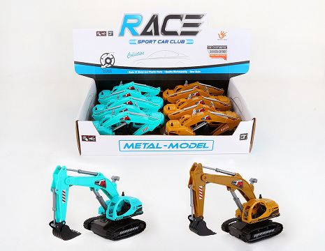 1:55 alloy inertial engineering excavator, 2 colors mixed with 10 pieces and 1 display box