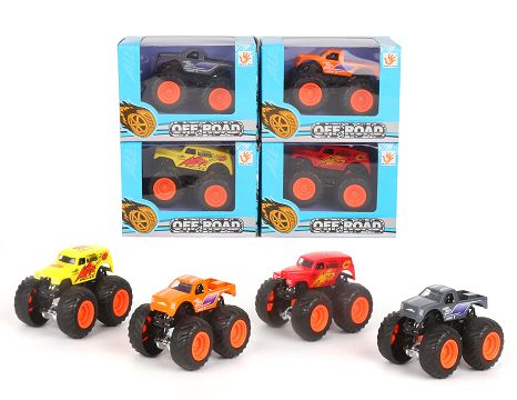 Big wheel sliding alloy car, 2 kinds of 4 color mixed window box