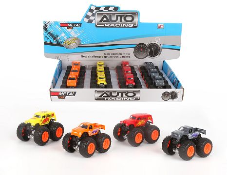 Big wheel sliding alloy car, 2 models with 12 pieces in one display box