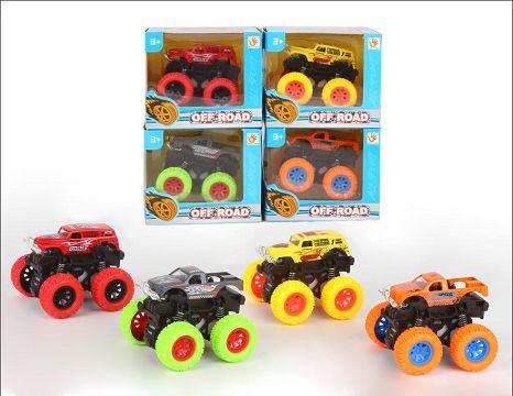 Big wheel double inertial alloy stunt climbing car, 2 kinds of 4 color mixed window box