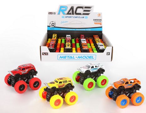 Big wheel double inertial alloy stunt climbing car, 2 models with 12 pieces in one display box