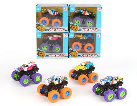 Big wheel double inertial alloy stunt climbing car, 2 graffiti window box