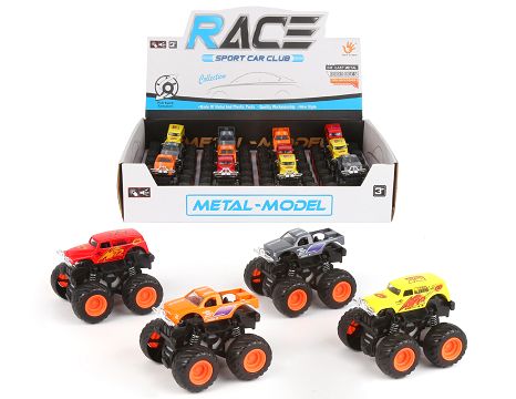 Big wheel double inertial alloy stunt climbing car, 2 models with 12 pieces in one display box