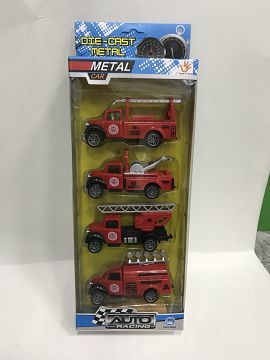 1:55 alloy resilient fire truck, 4 types of mixed box