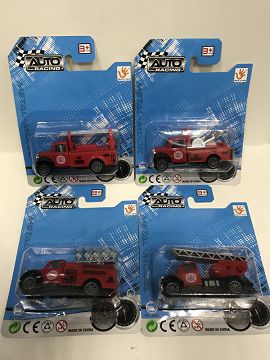 1:55 alloy rebound fire truck, 4 suction plate mixed