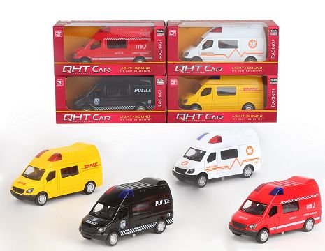 1:34 door can be opened by Mercedes, fire, ambulance, police car, express, with light and music, 4 kinds of mixed window box