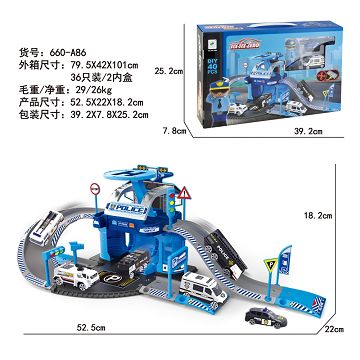 Police alloy car park set (with 1 character +1 car +1 aircraft)