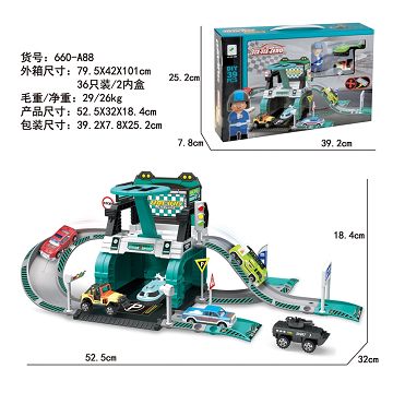 Racing car park set (with 1 character +1 car +1 aircraft)