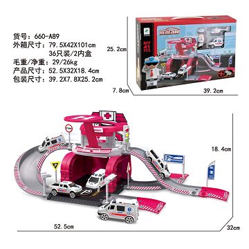Hospital alloy car park set (with 1 person +1 car +1 aircraft)