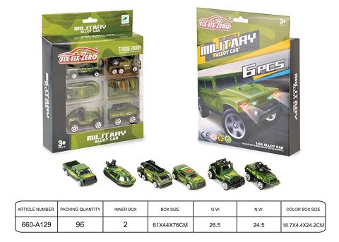 Military alloy car set (6 sets)