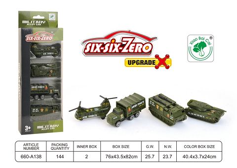 Military alloy car set (4 sets)