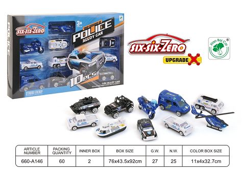 Police alloy car set (10 sets)