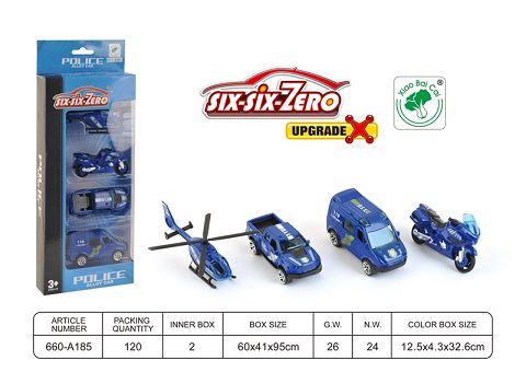 Police alloy car set (4 sets)