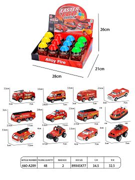 Fire fighting alloy car (12 eggs, 12 cars mixed