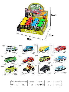City metal car (12 eggs, 12 cars mixed