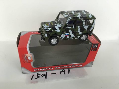 1:43, 1 window display box Russian jeep military resilience alloy car (camouflage green BC)