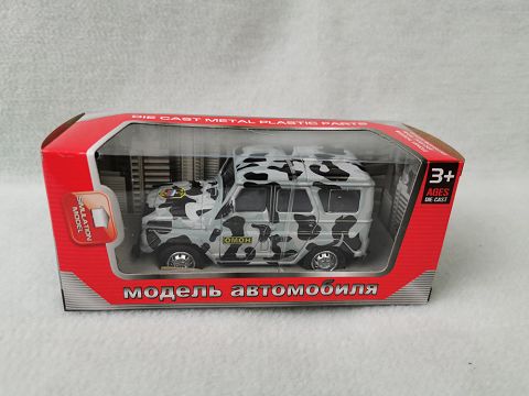 1:43, 1 window display box Russian jeep military resilience alloy car (camouflage grey)