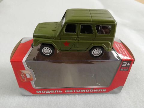 1:43, 1 window display box Russian jeep military resilience alloy car (military green)