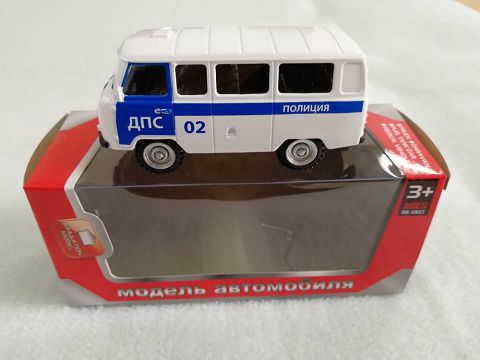 1:43, 1 window display box, Russian bus, resilience alloy (02 blue and white Anc)