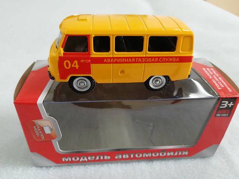 1:43, 1 window display box, Russian bus, resilience alloy (04 red and yellow)