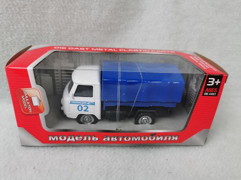 1:43, 1 window display box Russian caravan regurgitation alloy car (blue and white 02)