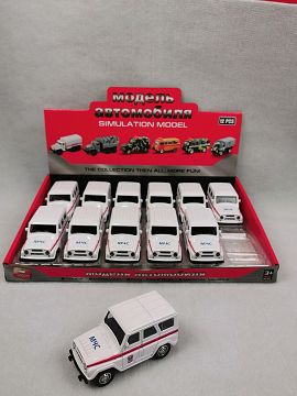 1:43, 12 display boxes Russian jeep resilience alloy car (white with badge)