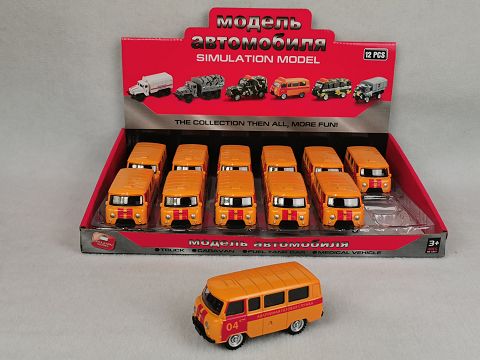 1:43, 12 display boxes, Russian bus, regurgitation alloy (04 red and yellow)