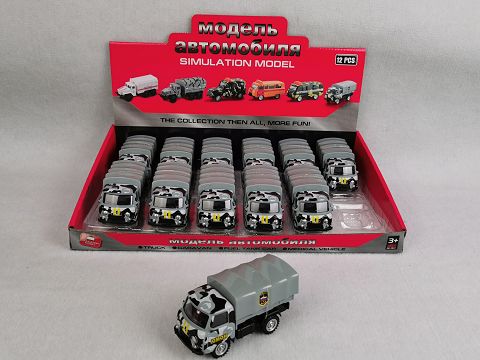 1:43, 1 window display box Russian caravan resilience alloy vehicle (gray camouflage van)