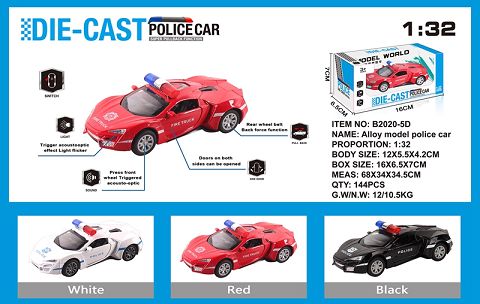 Simulated lycone police car alloy car with two doors