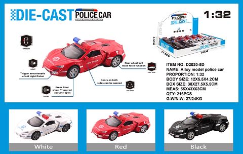 Simulated lycone police car alloy car with two doors