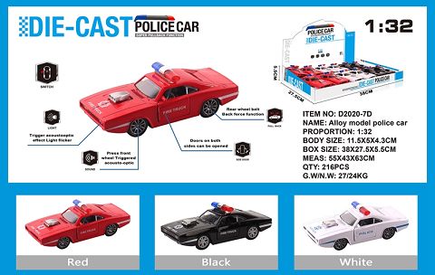 Simulated dodge B police car alloy car with two doors with light and music