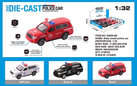 A Toyota land cruiser 2016 police car with two metal doors and light and music